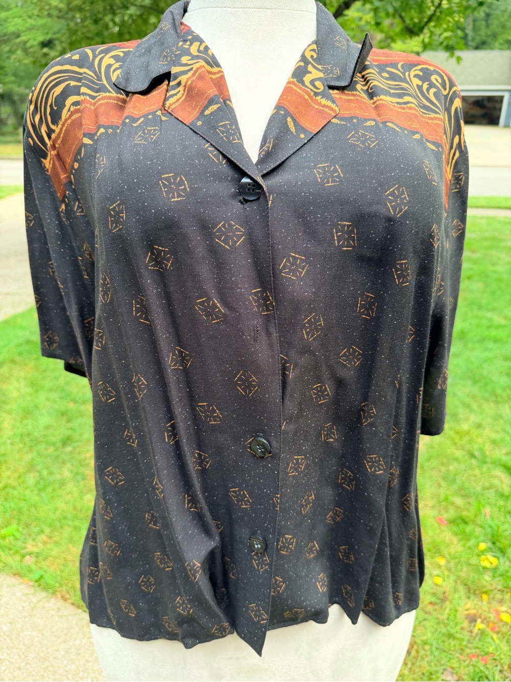 NWT Vintage Sag Harbor 2X Tribal Rayon Blouse Maxi Skirt 2 Piece Set Boho 90’s